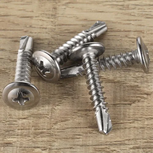 Miniatura 7 de Mellewell Tornillos autoperforantes de cabeza de oblea #8 x 1, tornillos de madera, tornillos de chapa autorroscantes rápidos, acero inoxidable 410