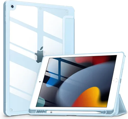 Miniatura 10 de VIKESI - Funda para iPad de 9ª / 8ª / 7ª generación de 10.2 pulgadas (lanzada en 2021/2020/2019), parte trasera transparente, cubierta de marco