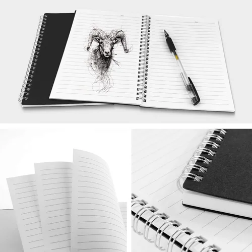 Miniatura 3 de ZZTX Sprial - Cuaderno de papel kraft de tapa blanda con rayas universitarias, planificador de notas encuadernado con alambre, 140 páginas/70 hojas