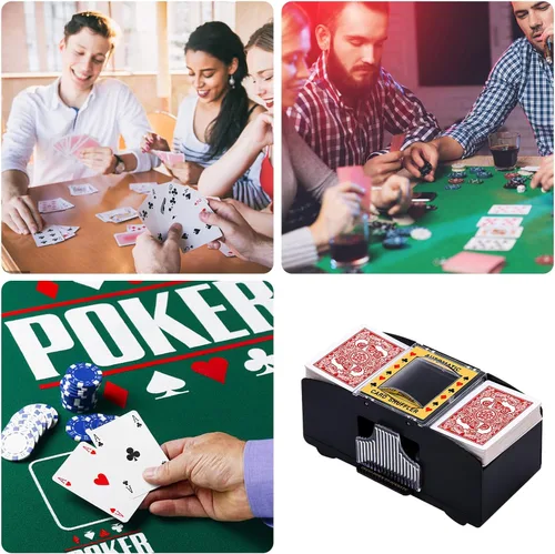 Miniatura 2 de Unniweei Barajador Automático de Cartas 1-2 Barajas, Barajador Eléctrico Operado por Pilas, Juego de Cartas de Casino para Póker, Juego de Cartas