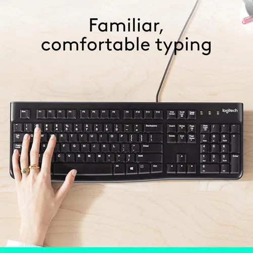 Miniatura 2 de K120 teclado ergonómico de escritorio con cable USB negro, Negro