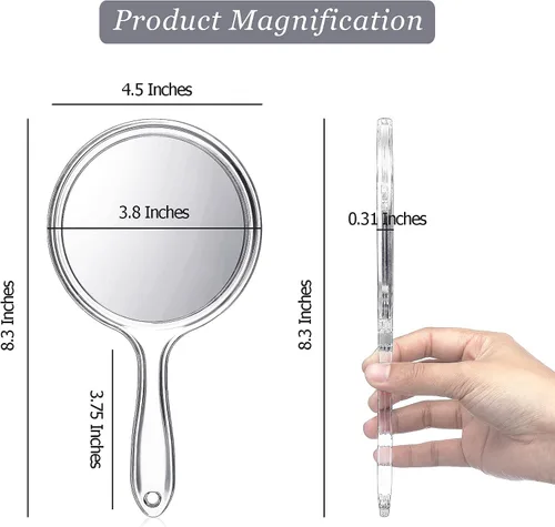 Miniatura 2 de Jetec Espejo de mano de doble cara, espejo de mano de doble cara, espejo de aumento 1X/2X con asa, espejo de mano transparente, espejo de maquillaje
