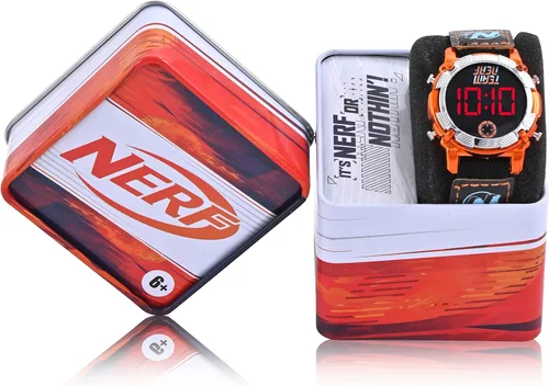 Miniatura 4 de Accutime Nerf Kids - Reloj digital para niños, pantalla de reloj LED, reloj para niños, correa de nailon en negro (Modelo NRF4000AZ), Negro -, Reloj
