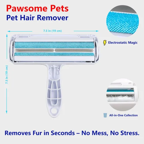 Miniatura 3 de Pawsome Pets Juego de regalo removedor de pelo para mascotas, rodillo reutilizable para quitar pelusas para gatos, perros, muebles, alfombras, ropa