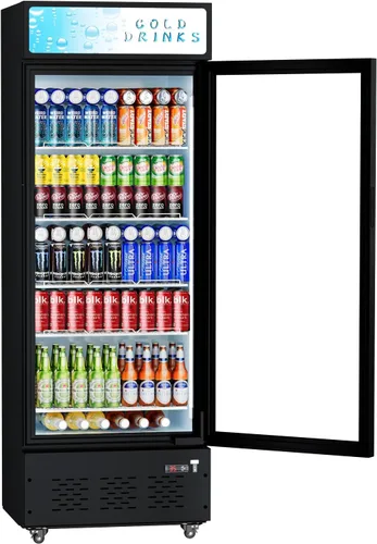 Refrigeradores comerciales de bebidas Refrigerador de puerta de cristal Puerta de visualización vertical con estantes ajustables