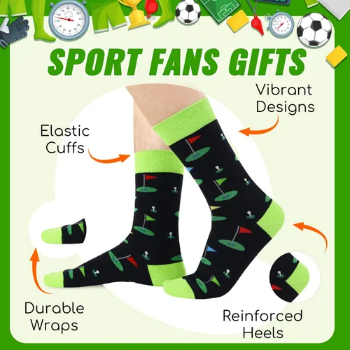 Miniatura 7 de HAPPYPOP Calcetines novedosos para hombre, calcetines de bolos de golf con bandera estadounidense, doctor, enfermera, optometría, música, regalos