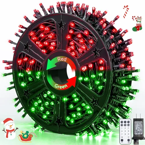 Miniatura 39 de JMEXSUSS 500 luces LED azules de Navidad al aire libre, 173 pies, 8 modos, tira de luces de Navidad, impermeable, luz LED azul para árbol enchufable