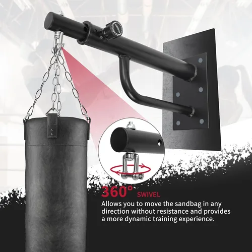 Miniatura 2 de Soporte de pared para bolsa pesada: Percha ajustable para saco de boxeo con rotación de 360 grados, soporte para bolsa de boxeo resistente