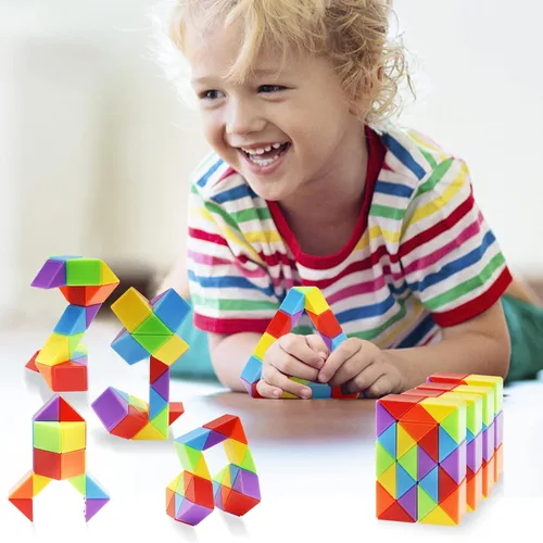 Miniatura 6 de Paquete de 30 cubos medianos de serpiente para ansiedad, juguetes para la ansiedad para niños, juguetes de caja del tesoro para el aula