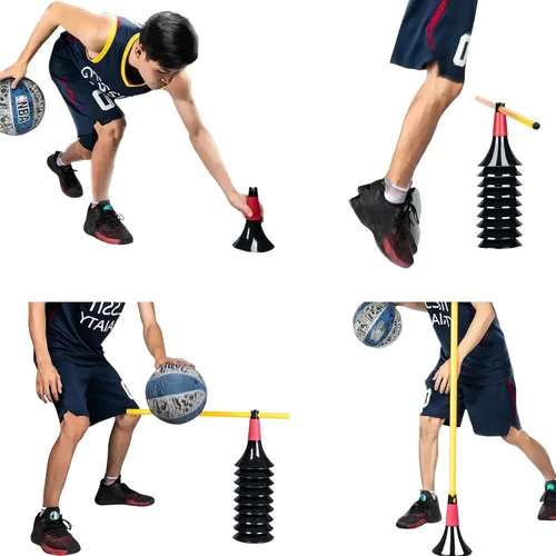 Miniatura 5 de Conos de obstáculos cónicos de doble apertura para entrenamiento deportivo, 8 conos y 8 postes, adecuados para varios equipos de entrenamiento