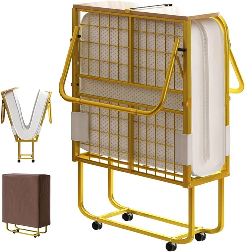 Miniatura 12 de PUREMIND Cama plegable con colchón de 5 pulgadas para adultos, cama plegable de 75 x 38 pulgadas con bolsa a prueba de polvo y marco de metal, camas