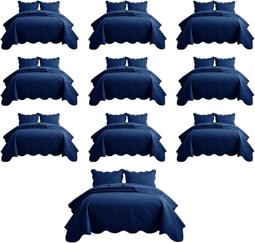 Miniatura 16 de MOONLIGHT20015 Paquete de 8 Colchas Tamaño King para Cama (106" x 96") - Venta al Por Mayor para Hoteles, Dormitorios de Huéspedes y Airbnbs - Gris