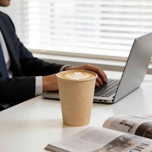 Miniatura 7 de BYSNOW Paquete de 200 vasos de papel kraft de 10 onzas, tazas de café de papel desechables, tazas de café marrones sin blanquear para bebidas