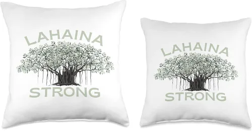 Miniatura 3 de Lahaina Banyan Tree Maui Hawaii Strong Almohada de tiro 16x16, multicolor