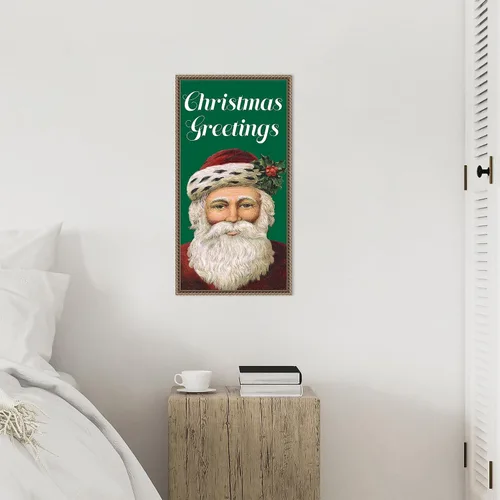 Miniatura 5 de Amanti Art Lienzo enmarcado para pared, 27 x 14 pulgadas, diseño retro de Santa Claus I por Alicia Longley, lienzo enmarcado para pared, obras