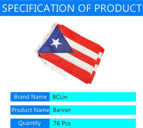Miniatura 4 de Bandera de Puerto Rico de 100 pies, mini bandera de Puerto Rico pequeña, para decoración de fiestas, tiendas y bares, decoración al aire libre, 76