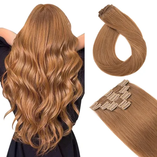 Miniatura 39 de Extensiones de cabello con clip, cabello humano Remy, extensiones de cabello largo lacio de una pieza con 5 clips, con gancho para colgar