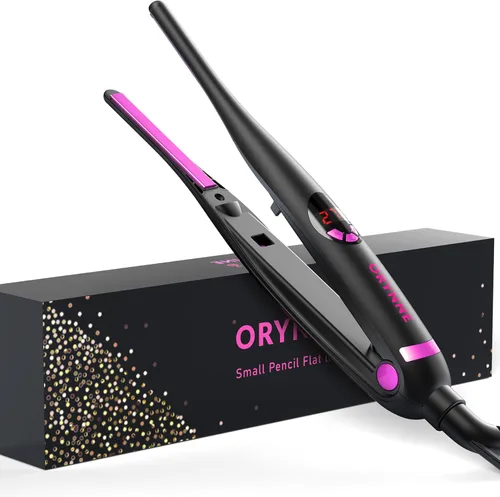 Miniatura 10 de ORYNNE Mini plancha plana de 1/2 pulgada de titanio de cerámica con 5 ajustes de temperatura, apagado automático, mini alisador de pelo de doble