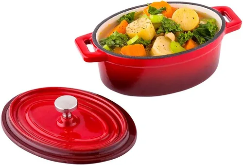 Miniatura 12 de Restaurantware Mini cacerola de 8 onzas, 1 mini horno holandés con tapa, esmaltado redondo de hierro fundido negro, mini cocotte resistente