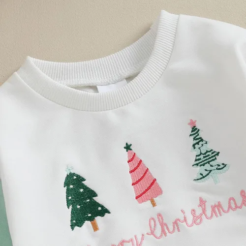 Miniatura 5 de Lesimsam Traje de Navidad para bebé recién nacido, con letras bordadas, mameluco de burbujas de gran tamaño, ropa de invierno