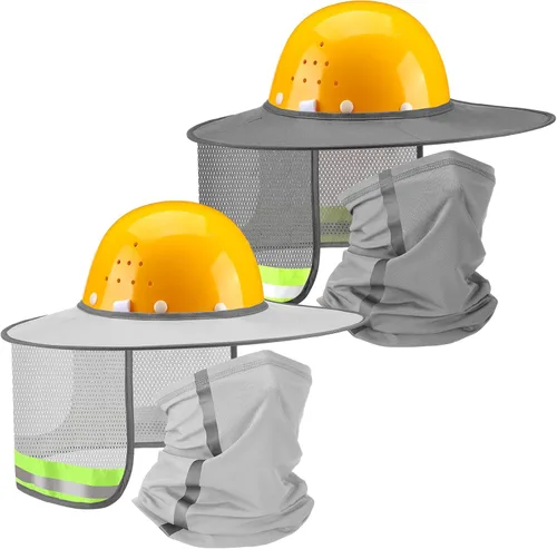 Miniatura 7 de SATINIOR 4 unidades de sombrero duro para sombrero de alta visibilidad, visera de sol y polaina para el cuello con tira reflectante, accesorios