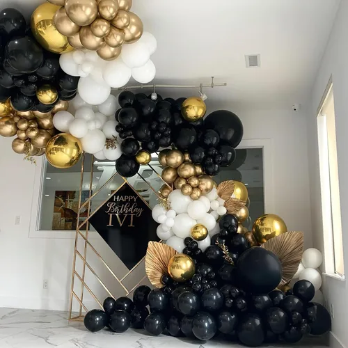 Miniatura 6 de PartyWoo Globos negros y dorados, 66 globos de 12 pulgadas color negro mate cromado metálico dorado para graduación, baby shower, cumpleaños, Año