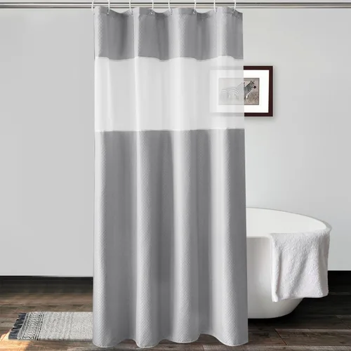 Miniatura 12 de UFRIDAY Cortina de ducha extralarga de 84 pulgadas con tejido de nido de abeja blanco y ventana con malla, cortina de baño decorativa resistente
