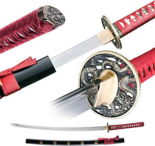 Miniatura 10 de Katana Sword, Handmade Samurai Sword 9260 Spring Steel - Plum Blossom Design, Full Tang & Clay Tempered - Ideal for Training, Practice, Collection &