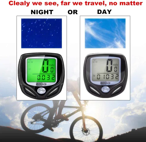 Miniatura 7 de Computadora inalámbrica para bicicleta con velocímetro, podómetro. Multifuncional con pantalla grande LCD retroiluminada