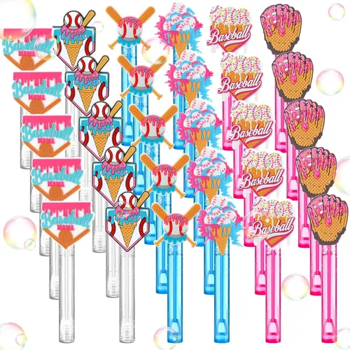 Miniatura 2 de Foilswirl 30 piezas de burbujas de helado de béisbol, regalos de fiesta, mini varitas de burbujas, tubo a granel, bolsas de regalo, premios, regalo