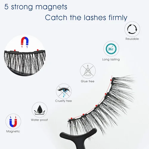 Miniatura 4 de Alcastar - Kit de pestañas magnéticas y delineador de ojos, pestañas magnéticas de aspecto natural con delineador de ojos, pestañas con aplicador