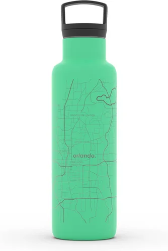 Miniatura 24 de Well Told Botella de agua aislada con mapa de Washington DC grabado, botella de acero inoxidable grabada (21 onzas, blanco) botella aislada de mapa