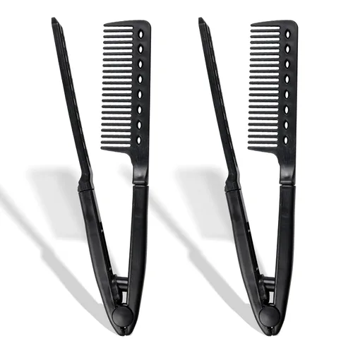 Peine alisador de cabello – Herramienta de peinado en forma de V segura al calor, sin enredos, para planchas planas y rizadores, listo para viajar