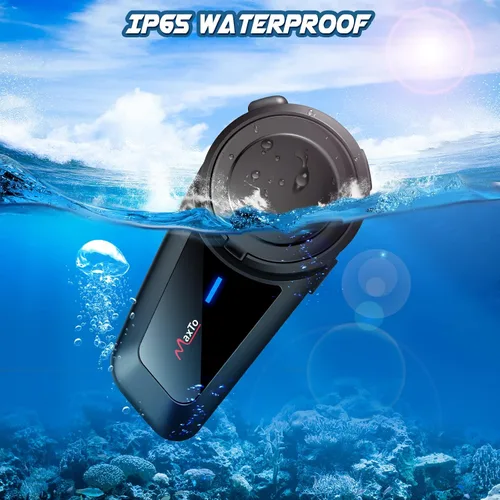Miniatura 7 de MAXTO Auriculares Bluetooth M2 para motocicleta, casco de motocicleta Bluetooth 5.0, 6 vías 3280 pies, sistema de comunicación de intercomunicación