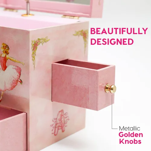 Miniatura 4 de Caja de música con diseño de bailarinas de ballet Ballet Friends, Bailarina, Rosado