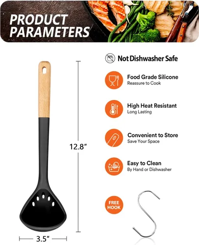 Miniatura 2 de Cuchara grande de silicona para sopa, utensilios de cocina antiadherentes con alta resistencia al calor, sin BPA, herramientas de cocina perfectas