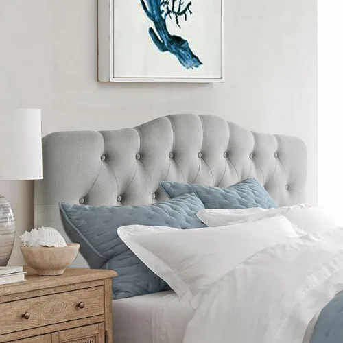 Miniatura 7 de Rosevera Givanna - Cabecero de altura ajustable con tapicería de lino y capitoné de botones para dormitorio, King, color beige clásico