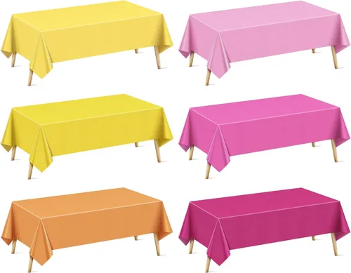 Miniatura 24 de Mantel rectangular de la serie azul y verde, 4 piezas, 54 x 72 pulgadas, color sólido, impermeable y a prueba de derrames, mantel de plástico