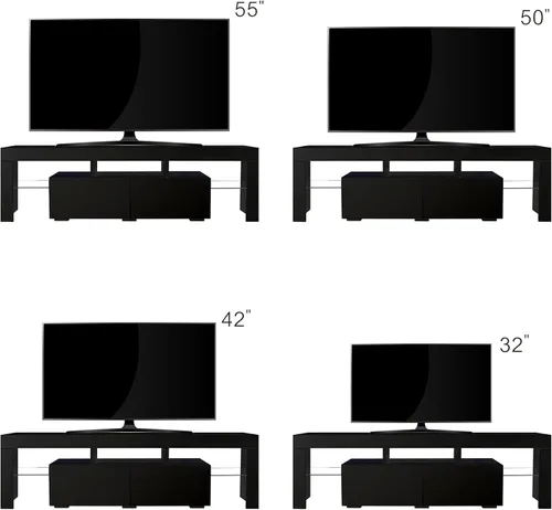 Miniatura 3 de Holaki Moderno soporte de TV LED de alto brillo con 20 luces de color, consola multimedia para TV de hasta 70 pulgadas, color negro