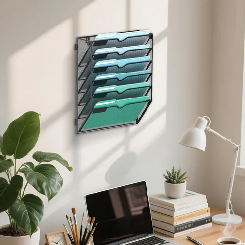 Miniatura 6 de SUPEASY Organizador de archivos de pared de 6 niveles, archivos de pared colgantes para papeles, carpetas, revistas, organizador de pared