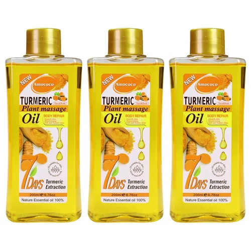 Miniatura 10 de Aceite corporal de cúrcuma de 6.8 fl oz para masaje e hidratación diaria, hidratación profunda con vitamina E, colágeno, aceite de cúrcuma para cara