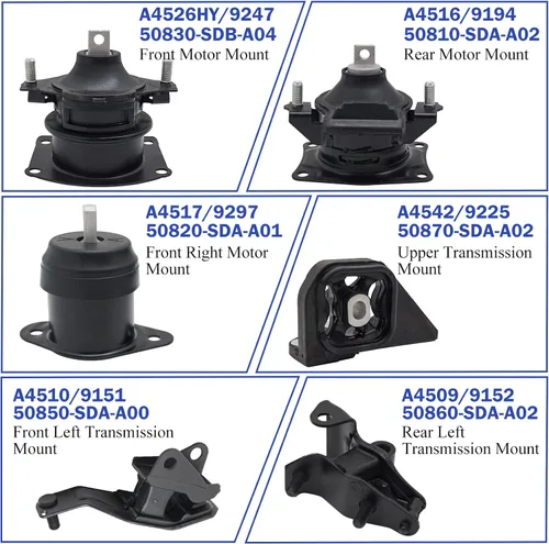 Miniatura 3 de Juego de 6 soportes de motor y transmisión para Honda Accord 2.4L Automático A4509 A4510 A4516 A4517 A4542 A4526HY 2003-2007