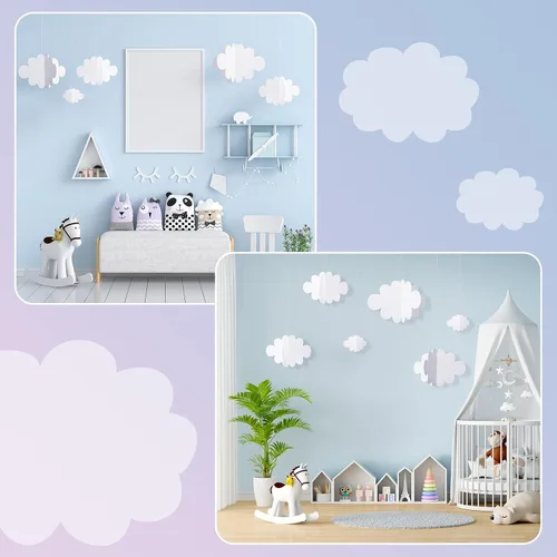 Miniatura 5 de 8 piezas de decoración de nube 3D para colgar en el techo, juego de decoración de fiesta temática, adorno de nube artificial colgante de pared