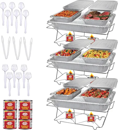 Miniatura 10 de El kit de servicio de fiesta de 24 piezas incluye juego de bufé de platos y utensilios de servir para todo tipo de fiestas y eventos, 3