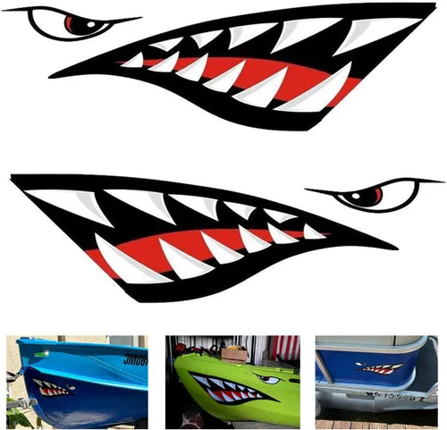 Miniatura 8 de 2 calcomanías de kayak con dientes de tiburón, impermeables, divertidos, accesorios gráficos para kayak, canoa, pesca, barco, automóvil, camión