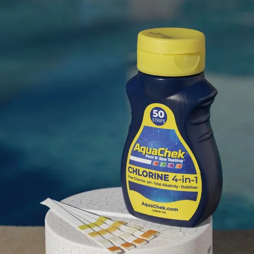 Miniatura 2 de AquaChek Tiras de prueba amarillas de 4 vías para piscina y spa, 50 unidades, precisión verificada por laboratorio para pH, cloro, alcalinidad