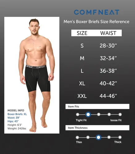 Miniatura 6 de Comfneat Calzoncillos tipo bóxer para hombre de 9 pulgadas de largo, transpirables, paquete de 4