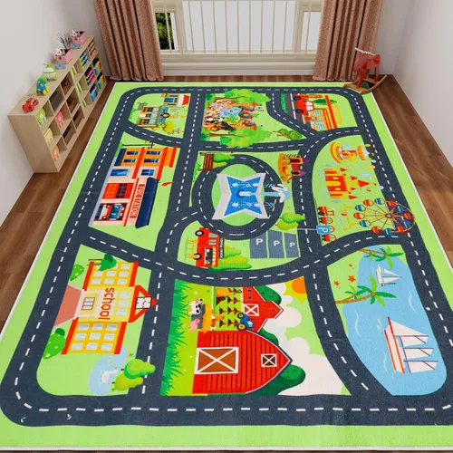 Miniatura 9 de Alfombra de juegos para niños, alfombra de juegos con tráfico de vida urbana, alfombra de juegos para niños, alfombra de juego educativo para niños