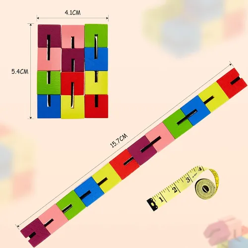 Miniatura 2 de Sumind 6 cubos de madera para ansiedad, rompecabezas de bloques giratorios, juguetes sensoriales para adolescentes y adultos, coloridos juguetes