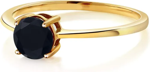 Miniatura 5 de Gem Stone King Anillo de compromiso solitario con piedra preciosa de oro amarillo de 10 quilates Redondo de 0.236 in Anillo de compromiso
